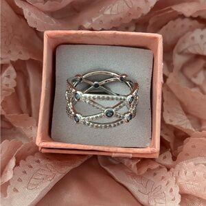 Elegant Silver and Blue Women's Ring